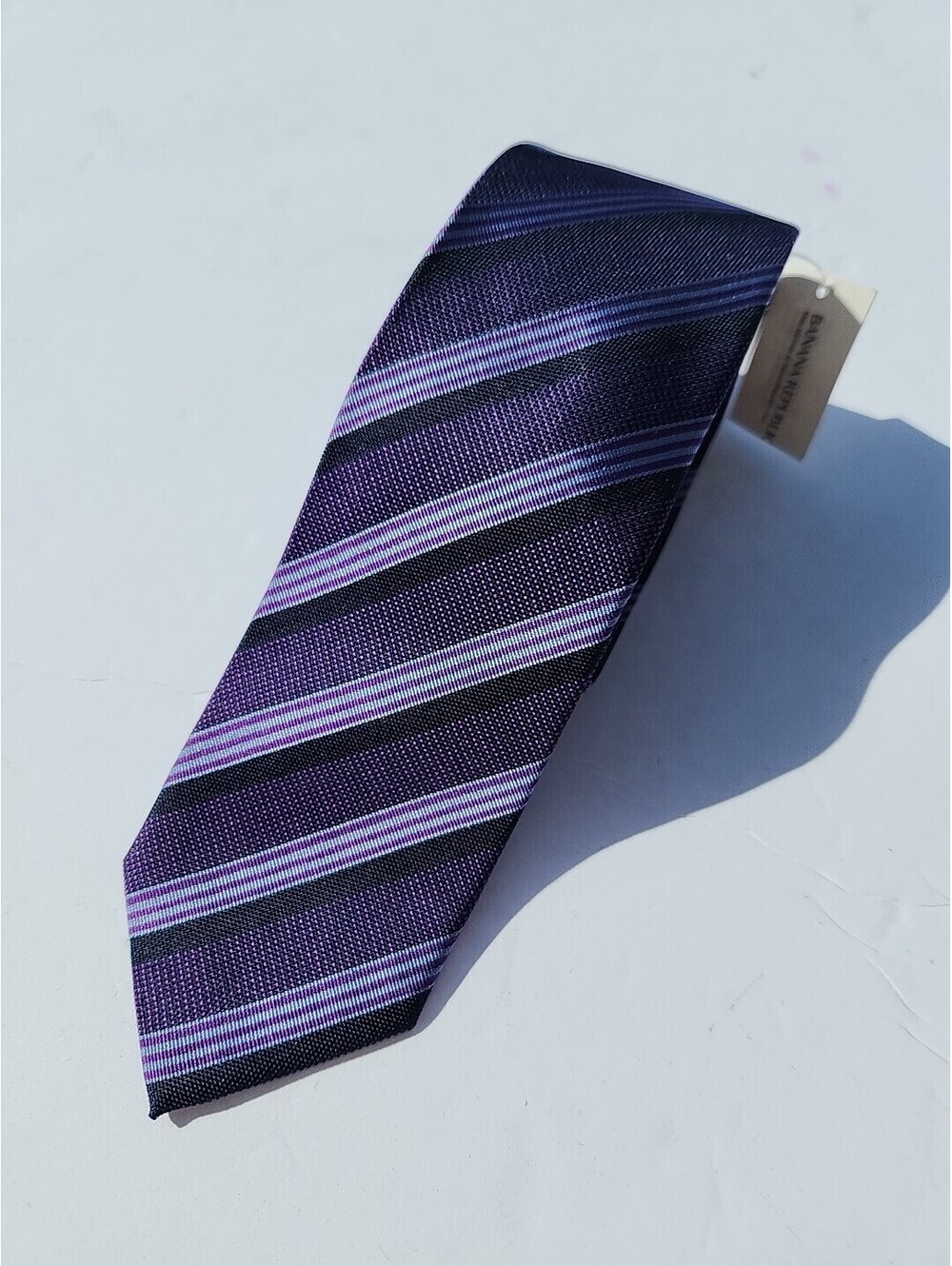 Banana Republic Silk Tie Mens Purple Blue Striped Textured 3 Wide 60 Long NEW